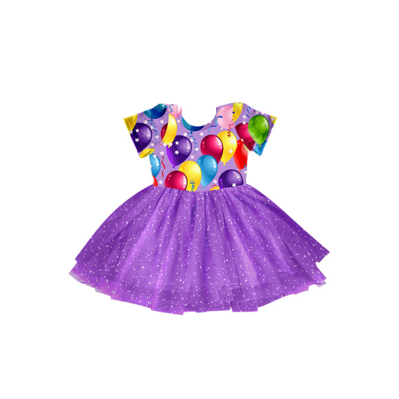 GSD0679--pre order summer western balloon purple girls clothing