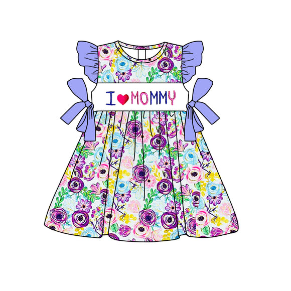 GSD0725--pre order purple love mommy short sleeve girls dress