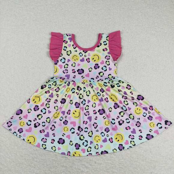 GSD0726-- smile colorful camo short sleeve girls dress