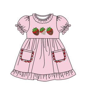 GSD0730--pre order strawberry pink short sleeve girls dress