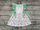 Mint ruffle sleeves floral kids girls spring dress