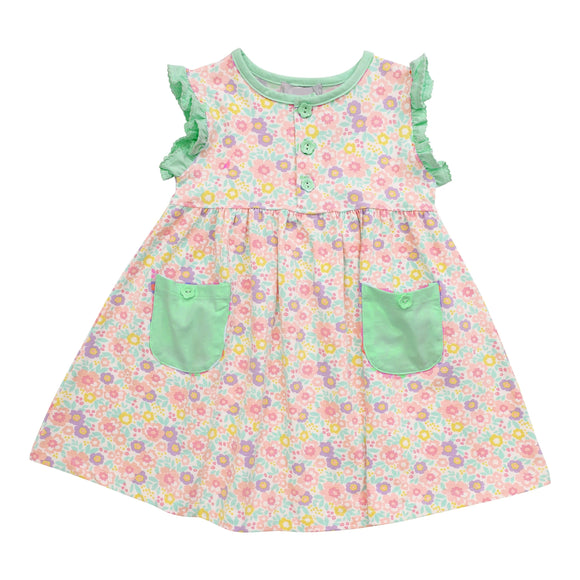 Sleeveless floral pockets baby girls summer dresses