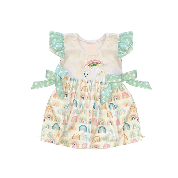 Flutter sleeves rainbow baby girls summer dress