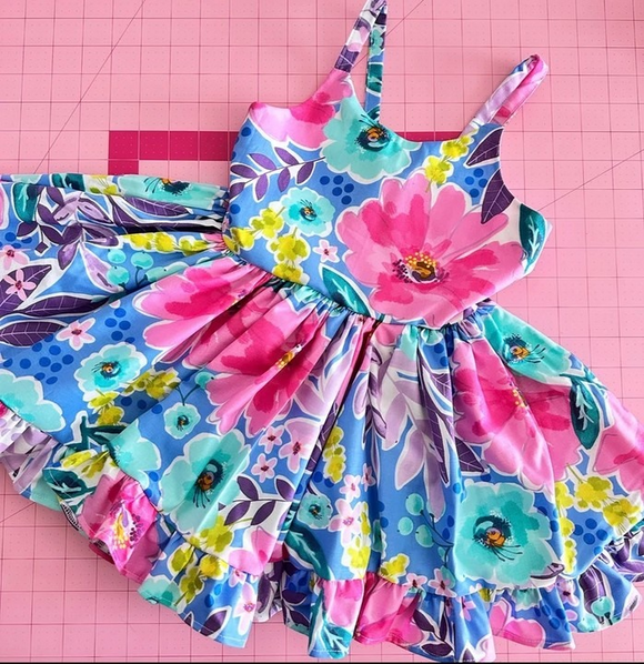 Straps floral ruffle baby girls summer dresses
