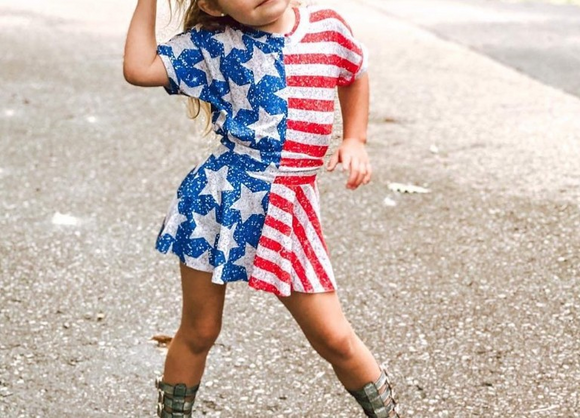 Stars stripe top skirt singer girls 4th of july outfits