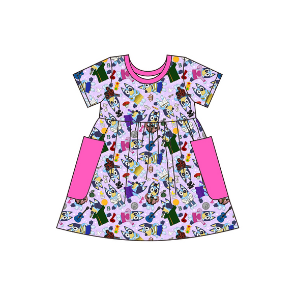 GSD1319 Deadline May 22 pre order short sleeves cartoon dog dress