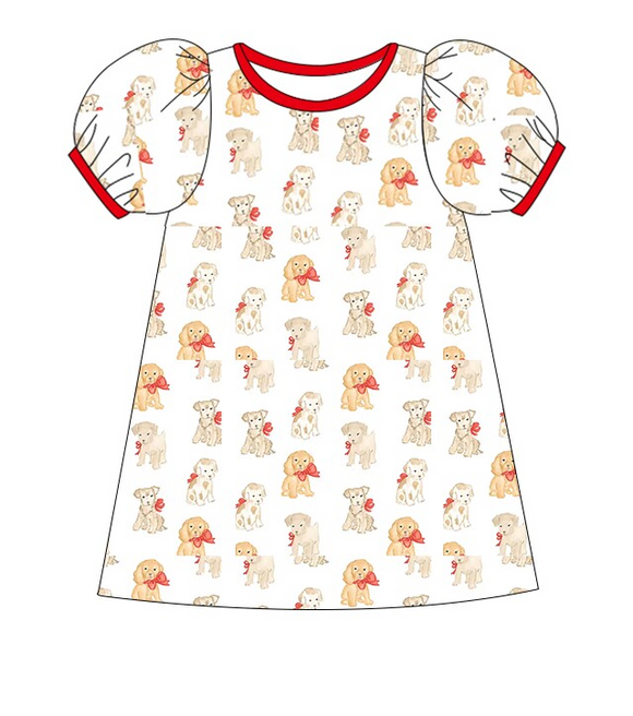 GSD1357 pre order short sleeves dog girls dress