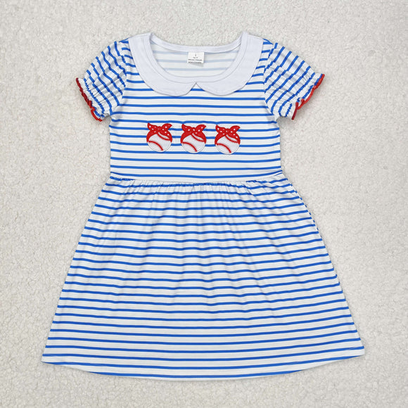 GSD1436 embroidery baseball striped dress