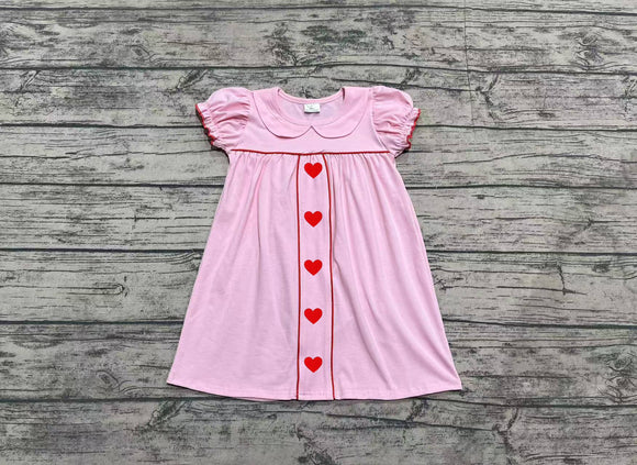 GSD1453 pre order short sleeve embroiodery Valentine's pink dress