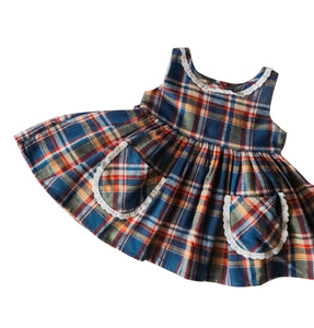 GSD1462 pre order navy plaid girls dress