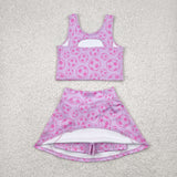 GSD1468 baby girls sleeveless pink FOOTBALL skirt outfits Yoga
