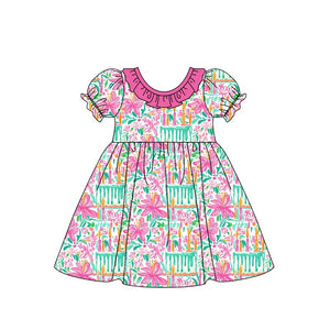 GSD1479 pre order spring floral pink girls dress