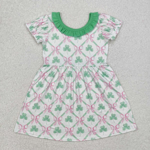 GSD1493 short sleeve Four-leaf clover girls dress