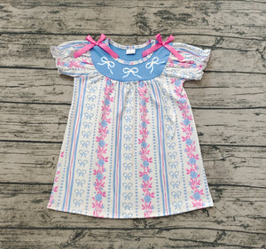 GSD1520 pre-order toddler clothes embroidery bow floral baby girl summer dress