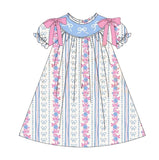 GSD1520 pre-order toddler clothes embroidery bow floral baby girl summer dress