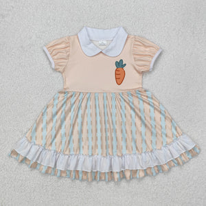 GSD1566 Girlsy orange carrot ruffle sleeve Dress