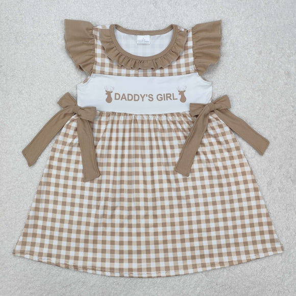 GSD1607 baby Girls daddy‘s girl flying sleeve bow Dress