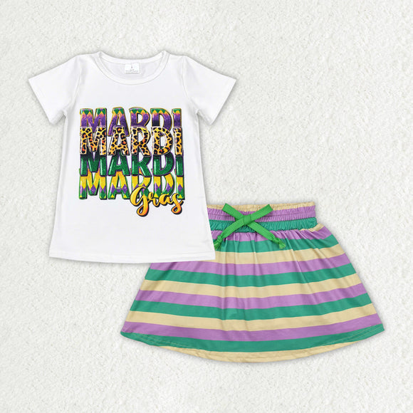 GSD1628 baby Girls Mardi Gras stripe Dress