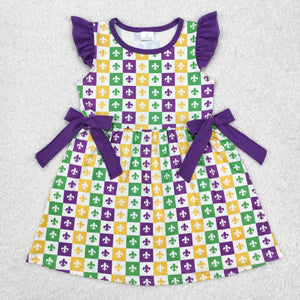 GSD1655--Sleeveless Mardi Gras girls summer dress