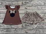 Pre-order GSD1664 baby Girls brown flying leopard  shorts Dress