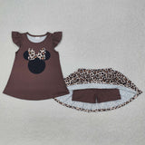 GSD1664 baby Girls brown flying leopard  shorts Dress