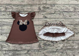 Pre-order GSD1664 baby Girls brown flying leopard  shorts Dress