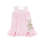 Pre-order GSD1671 baby Girls Easter embroidery bunny pink sleeveless Dress