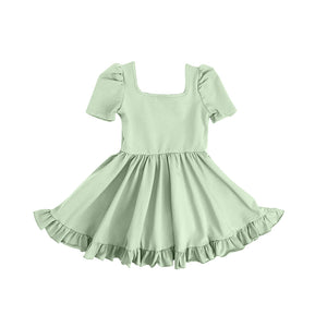 Pre-order GSD1676 baby Girls green short sleeve Dress（Deadline Dec.27）