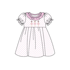 Pre-order GSD1678 baby Girls Ballerina pink puff sleeve Dress（Deadline Dec.27）