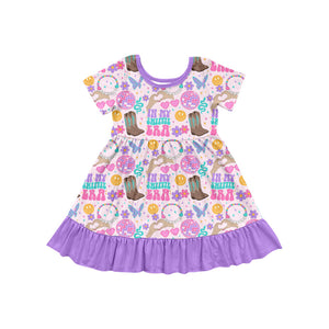 Pre-order GSD1682 baby Girls Valentine's Day purple short sleeve Dress（Deadline Dec.29）