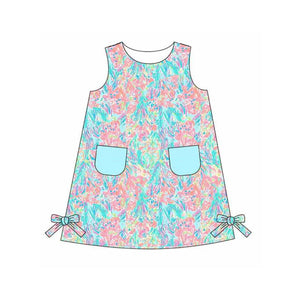 Pre-order GSD1686 baby Girls  pocket bow sleeveless Dress（Deadline Dec.29）