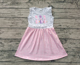 Pre-order GSD1696 baby Girls Easter embroidery bunny plaid sleeveless Dress