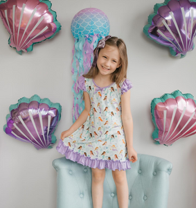 Pre-order GSD1747 baby girls purple princess flying sleeve Dress ( Deadline Jan.13)