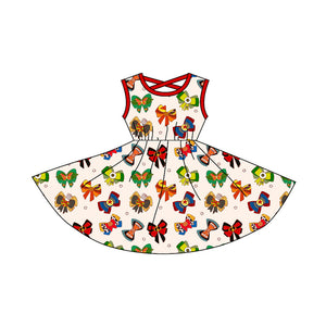 Pre-order GSD1756 baby girls sleeveless colorful  bow Dress ( Deadline Jan.14)