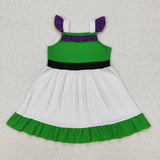 GSD1874 baby Girls purple flying sleeve white green Dress