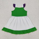 GSD1874 baby Girls purple flying sleeve white green Dress