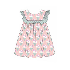 Pre-order GSD1949 girls floral sleeve Ice cream Dress ( Deadline Feb.11）