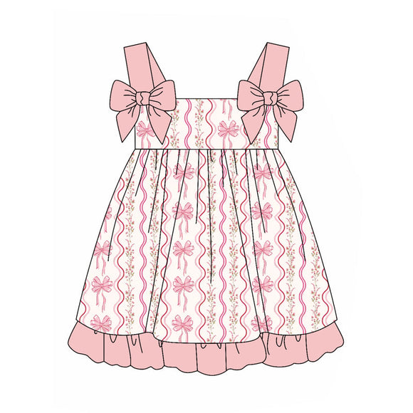 Pre-order GSD1950 girls bow pink orange Dress ( Deadline Feb.11）