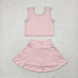 GSD1977 baby girls pink sleeveless dress outfits Yoga