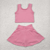 GSD1978 baby girls rose sleeveless dress outfits Yoga