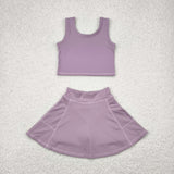 GSD1980 baby girls purple sleeveless dress outfits Yoga