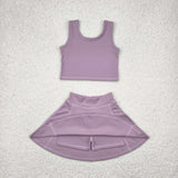GSD1980 baby girls purple sleeveless dress outfits Yoga