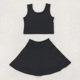 GSD1982 baby girls black sleeveless dress outfits Yoga