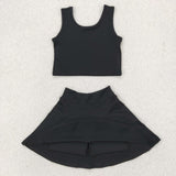 GSD1982 baby girls black sleeveless dress outfits Yoga