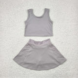 GSD1983 baby girls gray sleeveless dress outfits Yoga