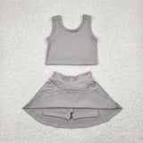 GSD1983 baby girls gray sleeveless dress outfits Yoga