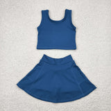 GSD1986 baby girls navy sleeveless dress outfits Yoga