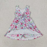 GSD1991 baby girls purple flower sleeveless dress Yoga