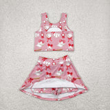 GSD2044 baby girls sleeveless pink baseball skirt outfits Yoga