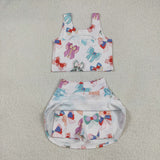 GSD2046 baby girls sleeveless colorful bow skirt outfits Yoga